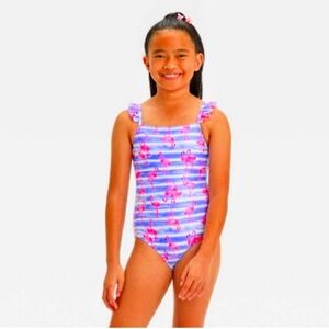 GIRL'S FLAMINGO STRIPPED ONE PIECE BODYSUIT Size 6/7